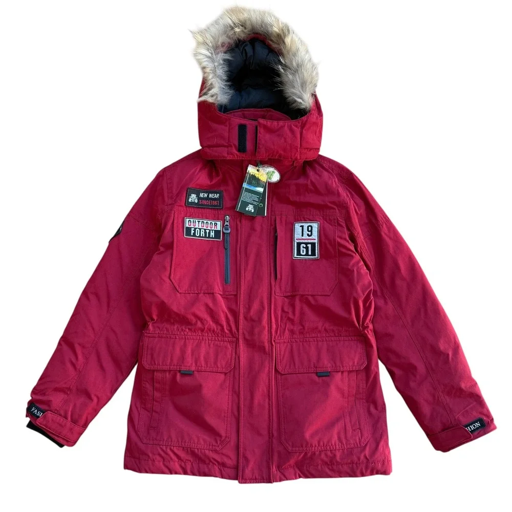 TAPOO Mens Thick Down Coats Fur Windproof Winter Down Parka Jacket Outerwear L‎